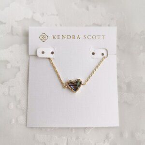 Kendra Scott Ari Heart Gold Chain Bracelet Abalone Shell